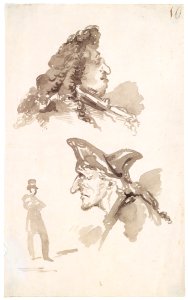 Sheet of Studies- Two Male Heads in Profile and Standing Man MET DT6327