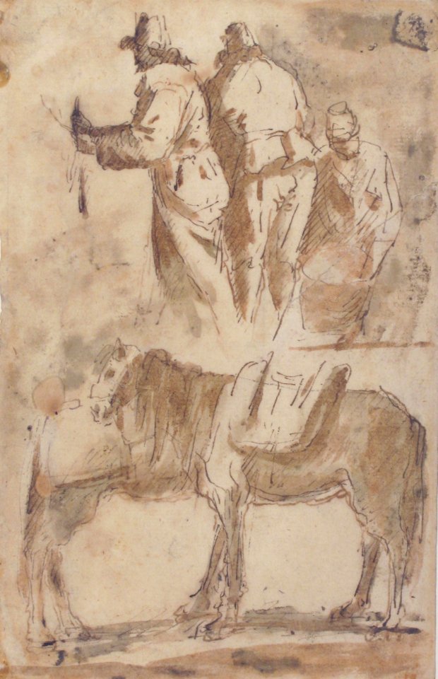 Sheet of Studies- Three Figures Above, Studies of Horses Below MET 64.136.5