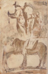 Sheet of Studies- Three Figures Above, Studies of Horses Below MET 64.136.5