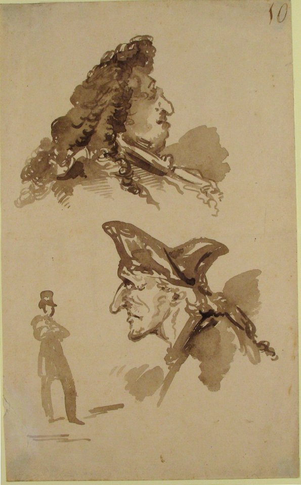 Sheet of Studies- Two Male Heads in Profile and Standing Man MET 1989.380