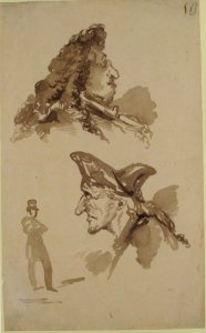 Sheet of Studies- Two Male Heads in Profile and Standing Man MET 1989.380