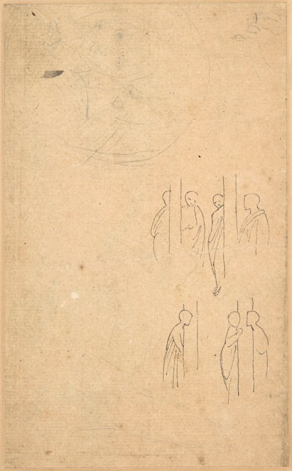 Sheet of Studies with Female Figure Kneeling and Embracing Standing Figure MET DP804227