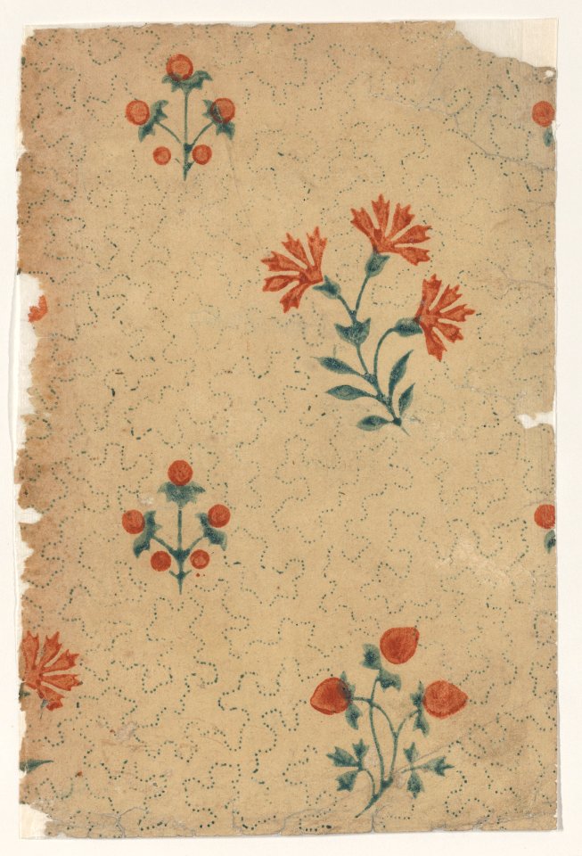 Sheet with overall dot pattern with bouquets Met DP886707