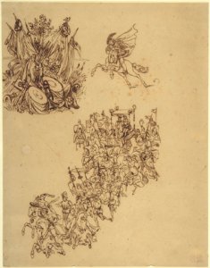 Sheet of Studies- A Marriage Procession in Sixteenth Century Dress; a Cavalier; and a Trophy of Arms MET DP806157