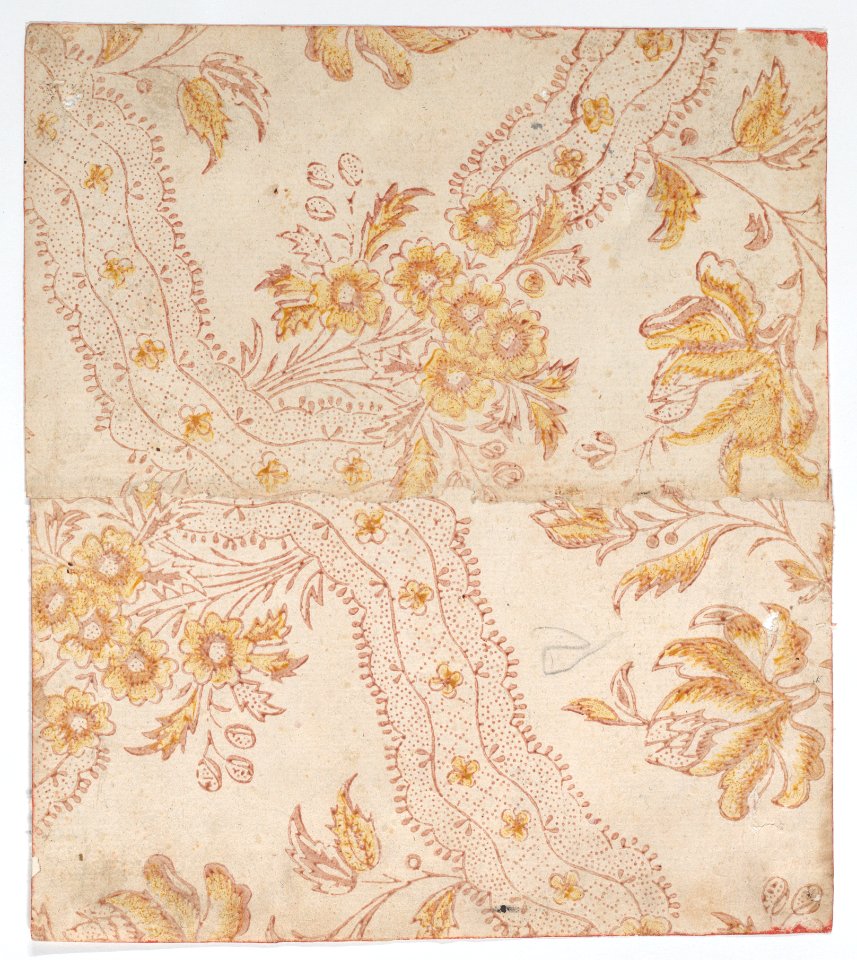 Sheet with overall red and yellow floral pattern Met DP887136