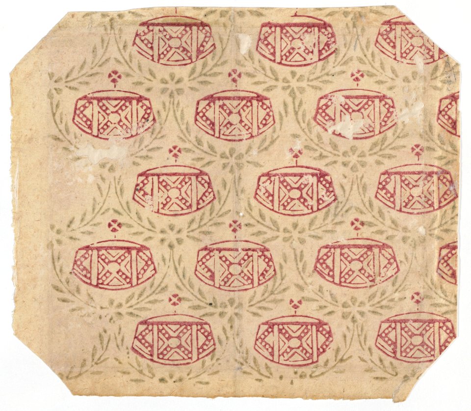 Sheet with overall pattern of vines and geometric designs Met DP886604