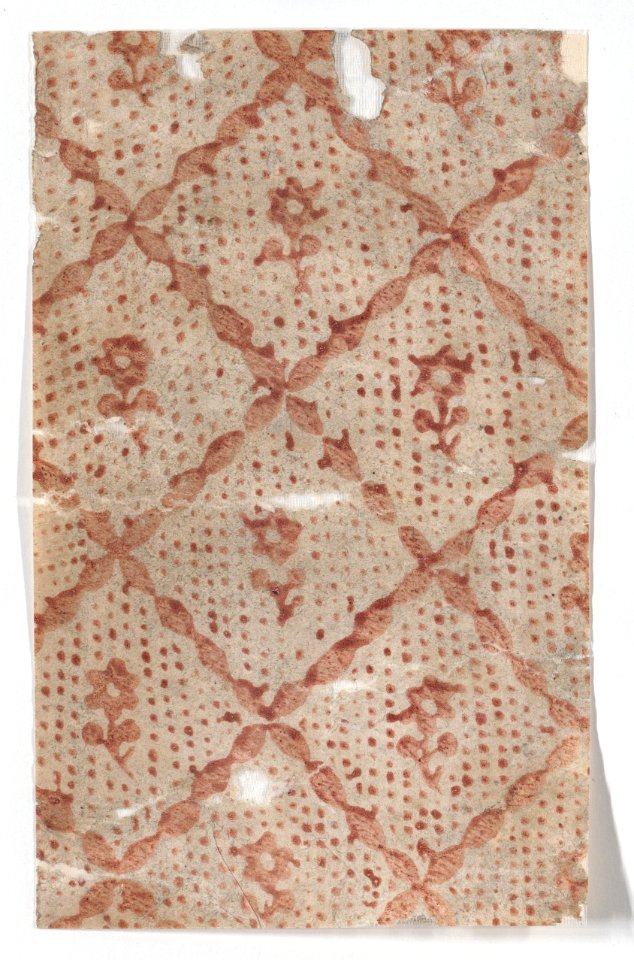 Sheet with overall lattice pattern with dots and flowers Met DP886666