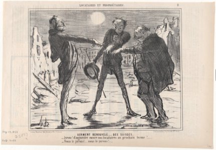 Serment Renouvelé...des Suisses, from Locataires et Propriétaires, published in Le Charivari, September 29, 1856 MET DP876508