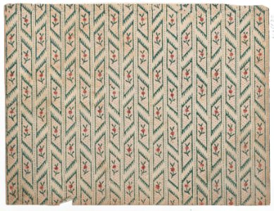 Sheet with overall red and green vine and dot pattern Met DP886305