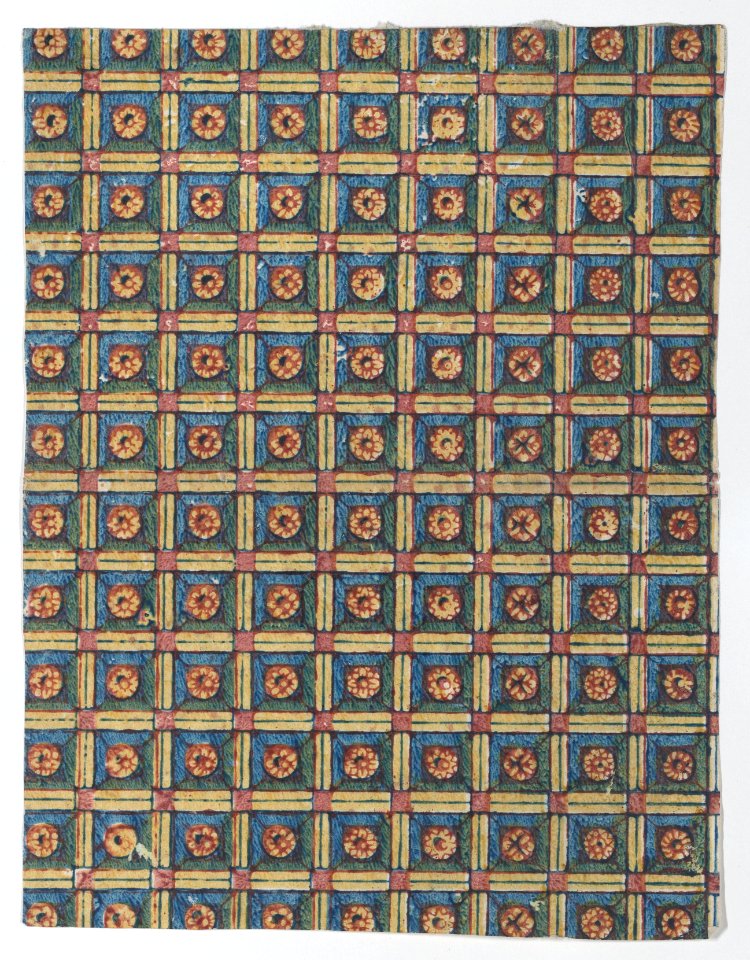 Sheet with overall geometric pattern with rosettes Met DP886355