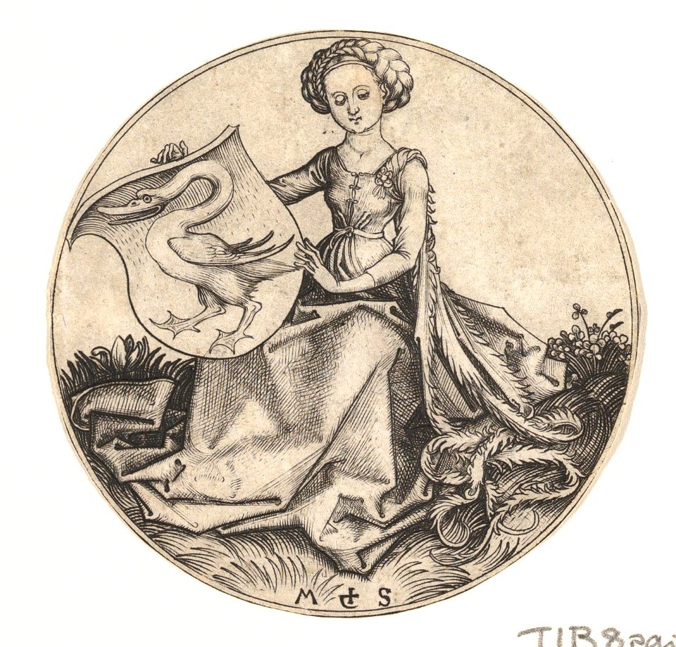 Shield with Swan Held by Woman MET DP820019