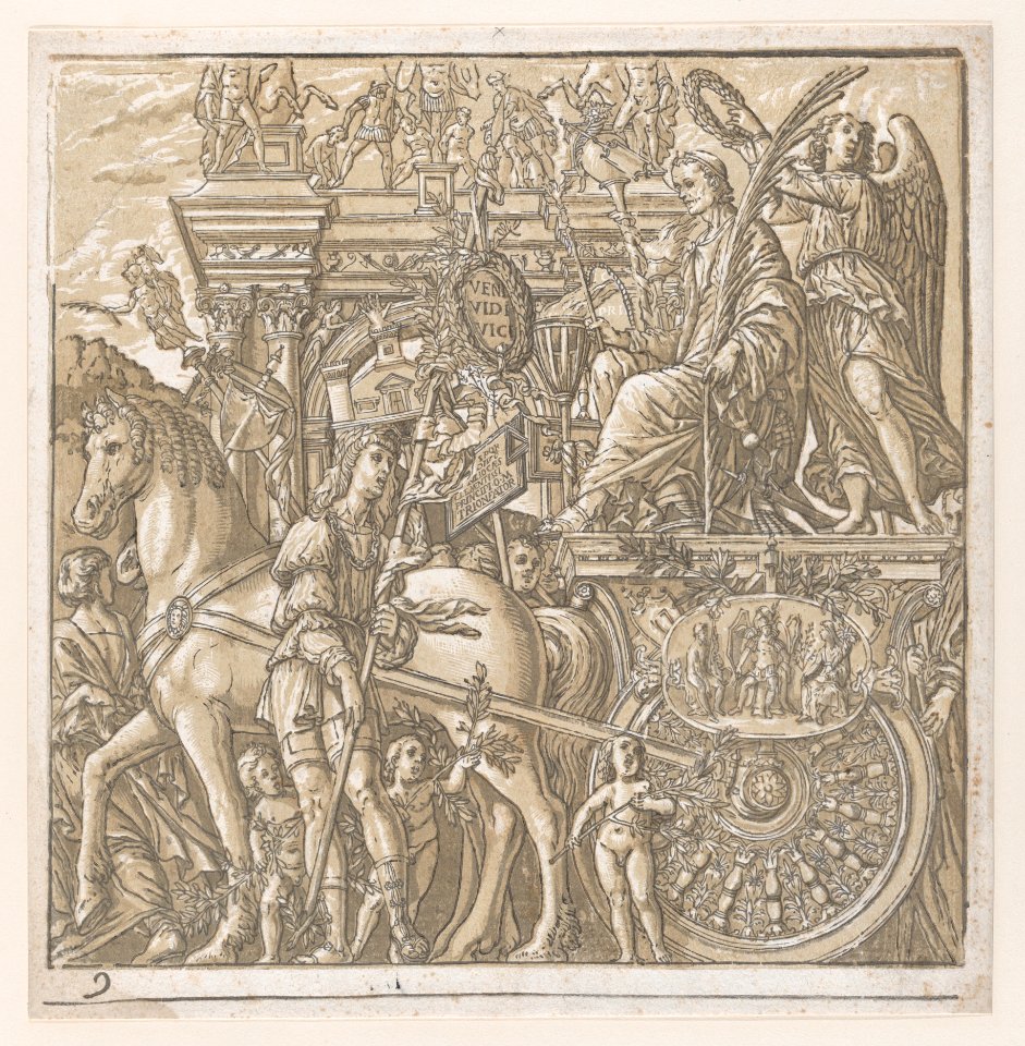 Sheet 9- Julius Ceasar in his horse-drawn chariot, from The Triumph of Julius Caesar MET DP875329