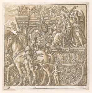 Sheet 9- Julius Ceasar in his horse-drawn chariot, from The Triumph of Julius Caesar MET DP875329