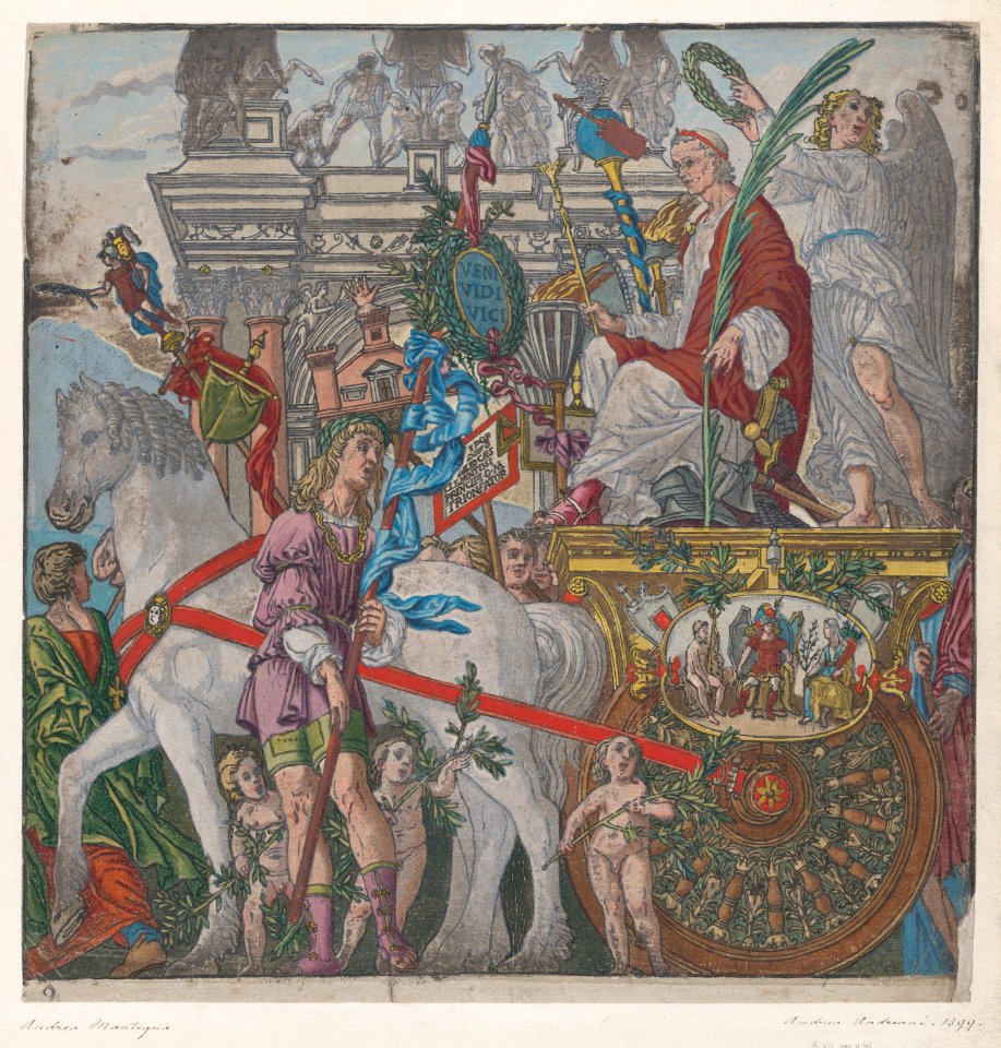 Sheet 9- Julius Ceasar in his horse-drawn chariot, from The Triumph of Julius Caesar MET DP875335