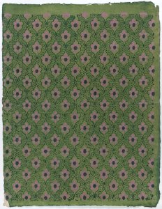 Sheet with overall pink floral pattern on green background Met DP886325