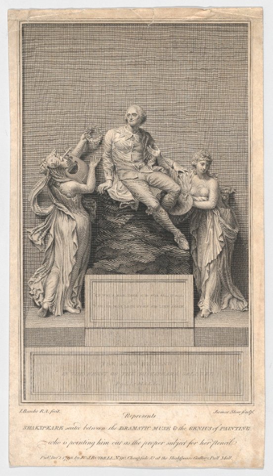 Shakespeare Seated Between the Dramatic Muse and the Genius of Painting, Who is Pointing Him Out as the Proper Subject for Her Pencil MET DP860172