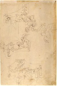 Sheet of Figure Studies, Probably after the Antique (recto); Ornamental Designs (verso) MET 34.114.2 (Verso of 34.114.1)