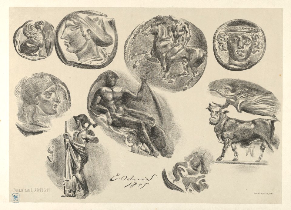 Sheet of Nine Antique Coins MET DP852075
