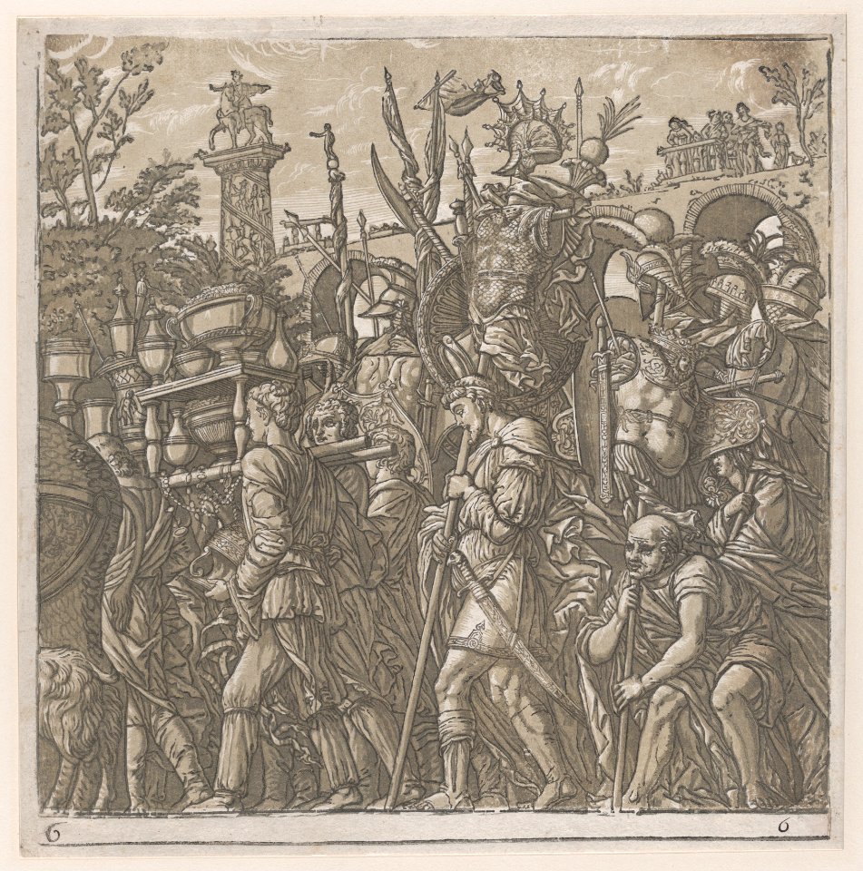 Sheet 6- Men carrying trophies, from The Triumph of Julius Caesar MET DP875327