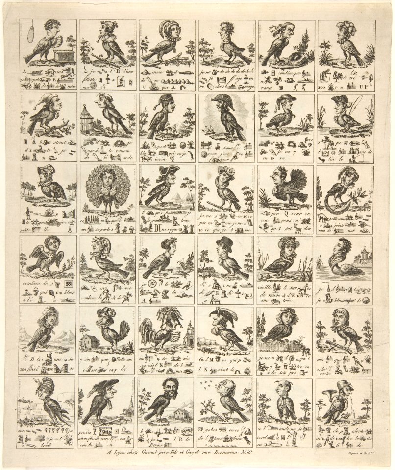 Sheet of Rebuses with Birds with Human Heads MET DP808185