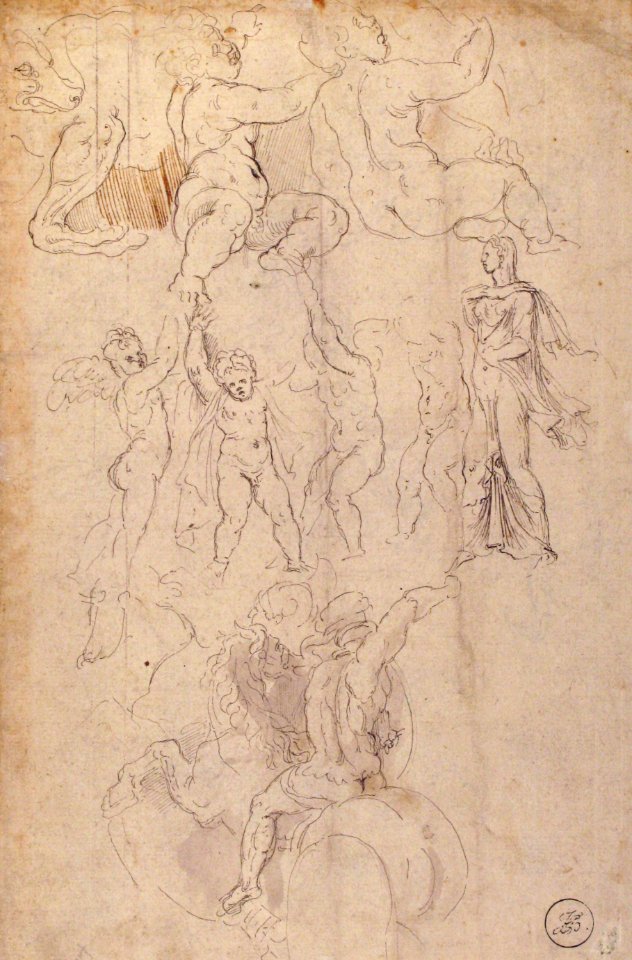Sheet of Figure Studies, Probably after the Antique (recto); Ornamental Designs (verso) MET 34.114.1