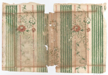 Sheet with two borders with stripes and a floral pattern Met DP886378