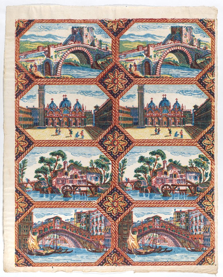 Sheet with two borders with Venetian landscapes Met DP886404