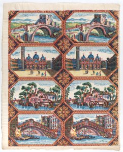 Sheet with two borders with Venetian landscapes Met DP886404