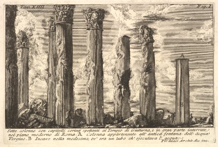 Seven columns of the Temple of Juturna with Corinthian capitals . . . (Sette colonne con capitelli corinti spettanti al Tempio di Giuturna . . .) MET DP827957