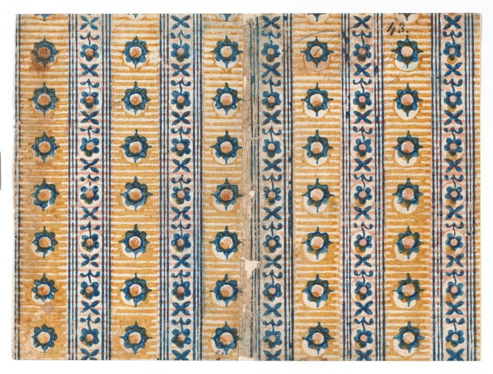Sheet with five borders with floral and striped patterns Met DP886657