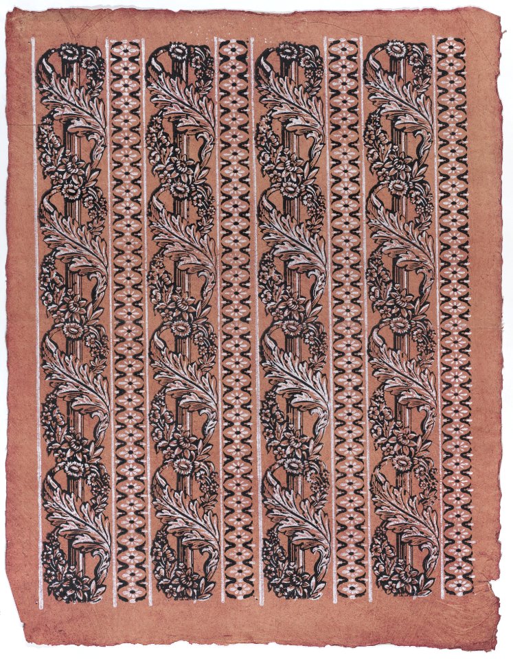Sheet with four borders with a garland of acanthus leaves and flowers Met DP886382