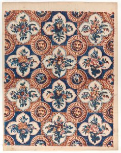 Sheet with pattern of bouquets and lion heads Met DP886411