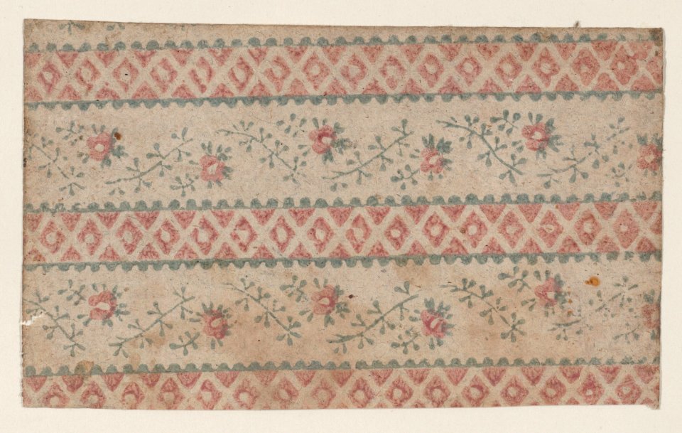 Sheet with two borders with floral and stripe designs Met DP886761