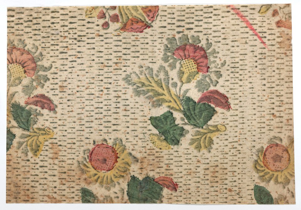 Sheet with floral pattern with a repeating line background Met DP887127