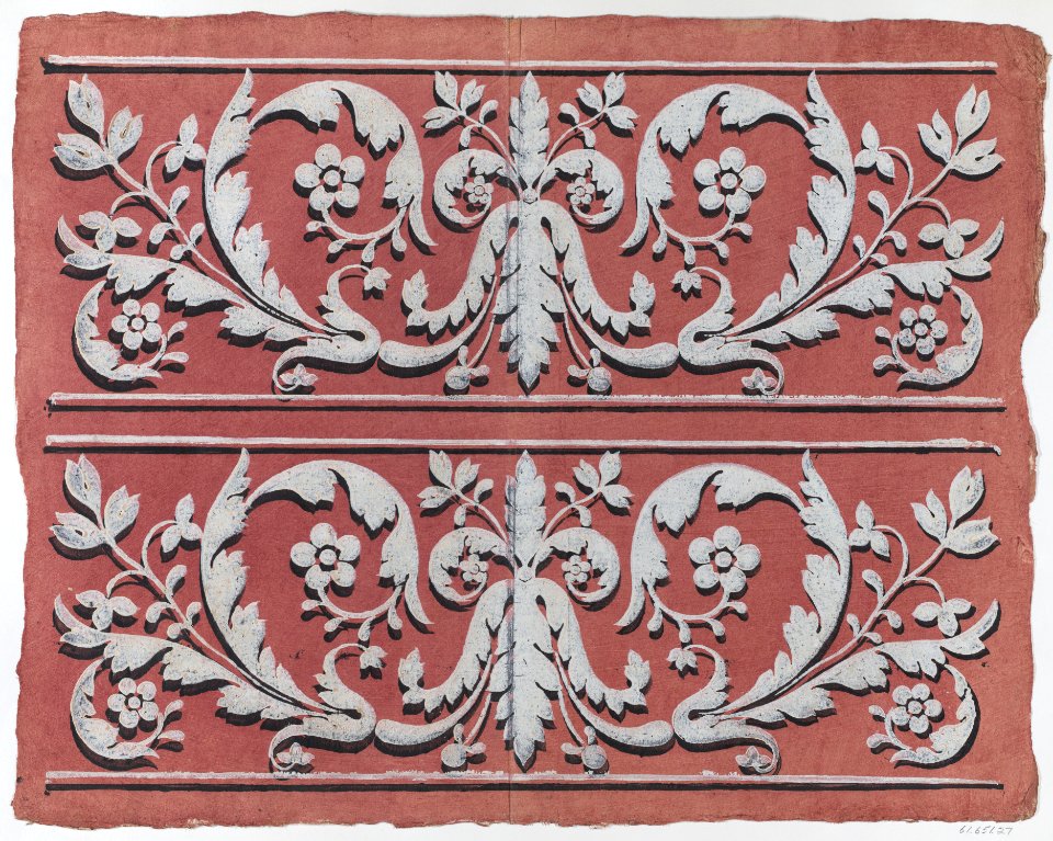 Sheet with two borders with rinceau motif Met DP886313