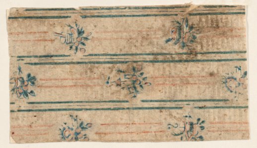 Sheet with two borders with floral and geometric patterns Met DP886762