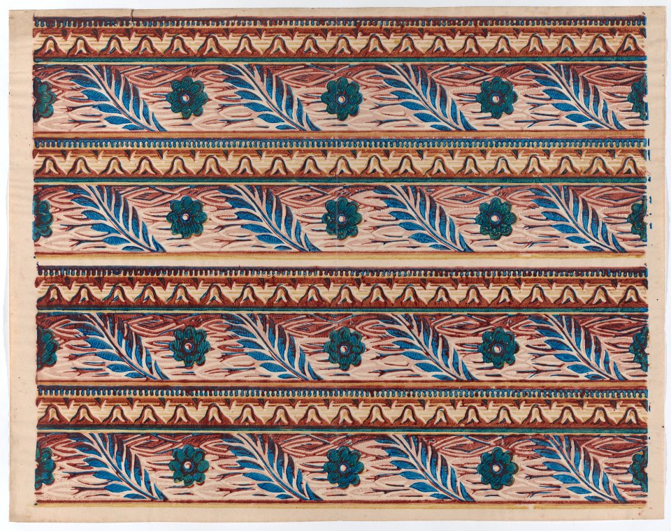 Sheet with two borders with flower and leaf designs Met DP886364