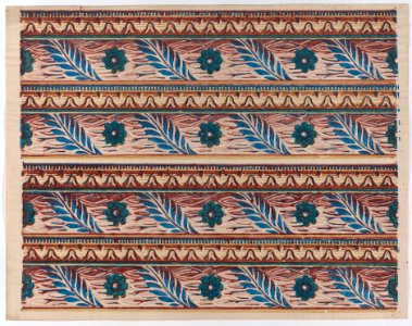 Sheet with two borders with flower and leaf designs Met DP886364