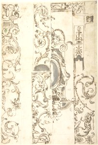 Sheet with Various Studies of Candelabra Grotesques, Foliage and a Cartouche MET DP802002