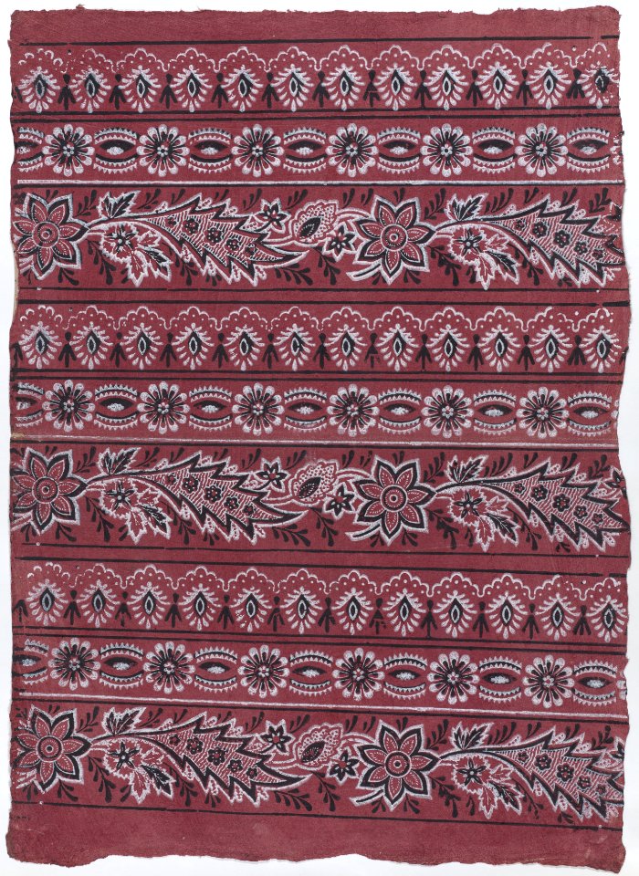 Sheet with three borders with paisley and floral patterns Met DP886321