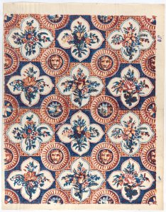 Sheet with pattern of bouquets and lion heads Met DP886412