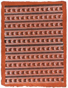 Sheet with ten borders with floral patterns on orange background Met DP886389