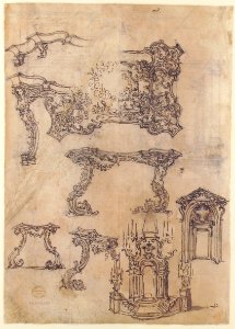 Sheet with Various Designs for Tables and a Funerary Monument MET 52.570.285 VERSO