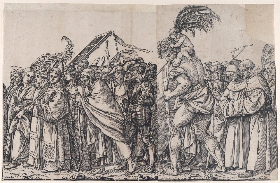 Section H- Saint Christopher carrying the Christ Child, from The Triumph of Christ MET DP875556