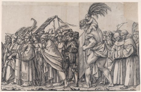 Section H- Saint Christopher carrying the Christ Child, from The Triumph of Christ MET DP875556