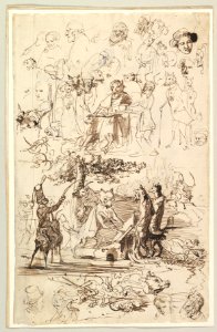 Sheet of Studies, Including for Reineke Fuchs; verso- Studies of Soldiers and of a Battle in a Wood MET DP819925