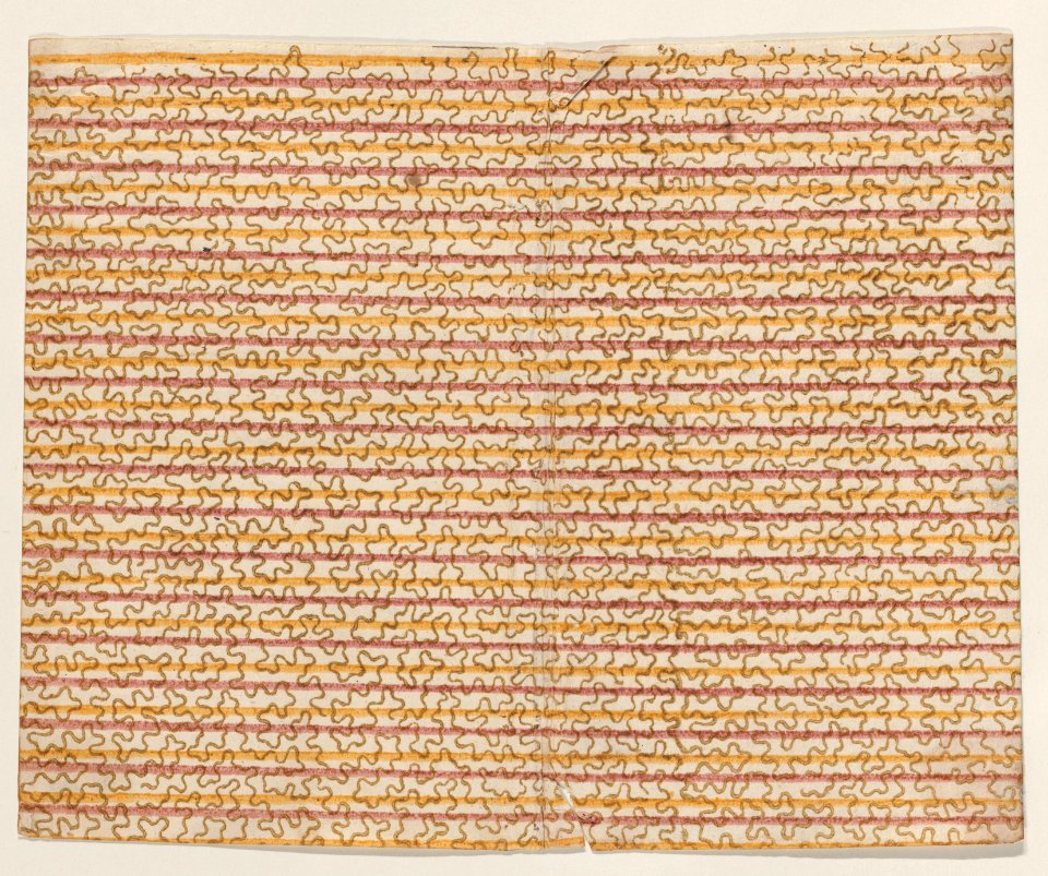Sheet with overall stripe pattern with squiggly lines Met DP886717