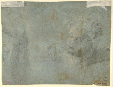 Seated satyr, with enlarged head of same (recto); head of a woman (verso) MET DP811860