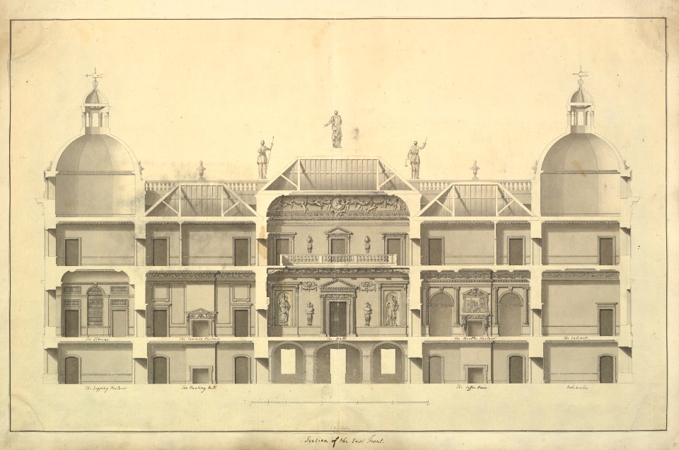 Section of the East Front, Houghton Hall, Norfolk MET DP829089