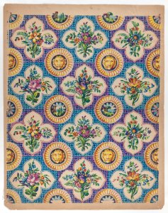 Sheet with pattern of bouquets and lion heads Met DP886401